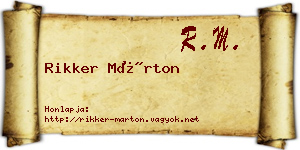 Rikker Márton névjegykártya